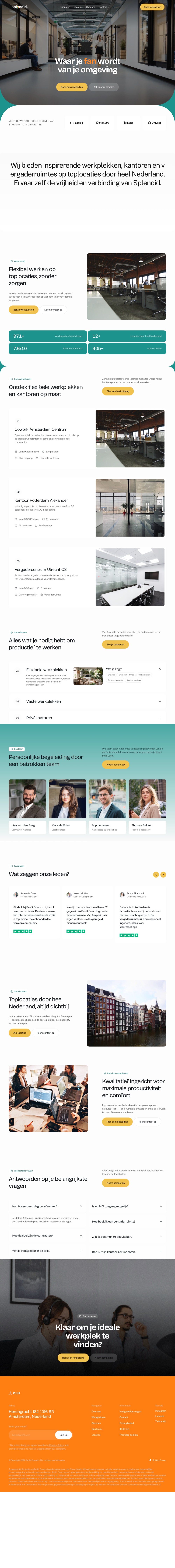 Website van Splendid — flexibele werkplekken